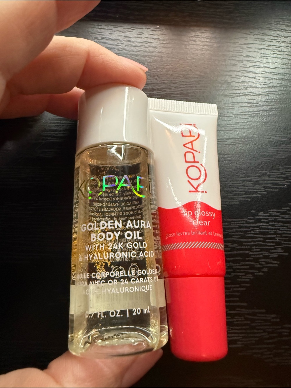 Golden Aura Body Oil with 24K Gold & Hyaluronic Acid And Kopari Lip Glossy